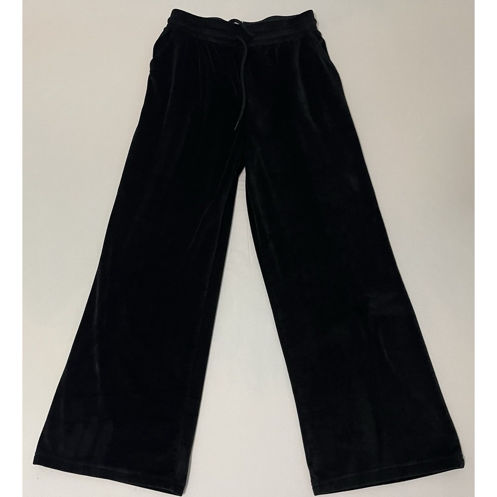 Vintage Y2K Velour‎ Rhinestone Wings Pants Women's Size Medium Black